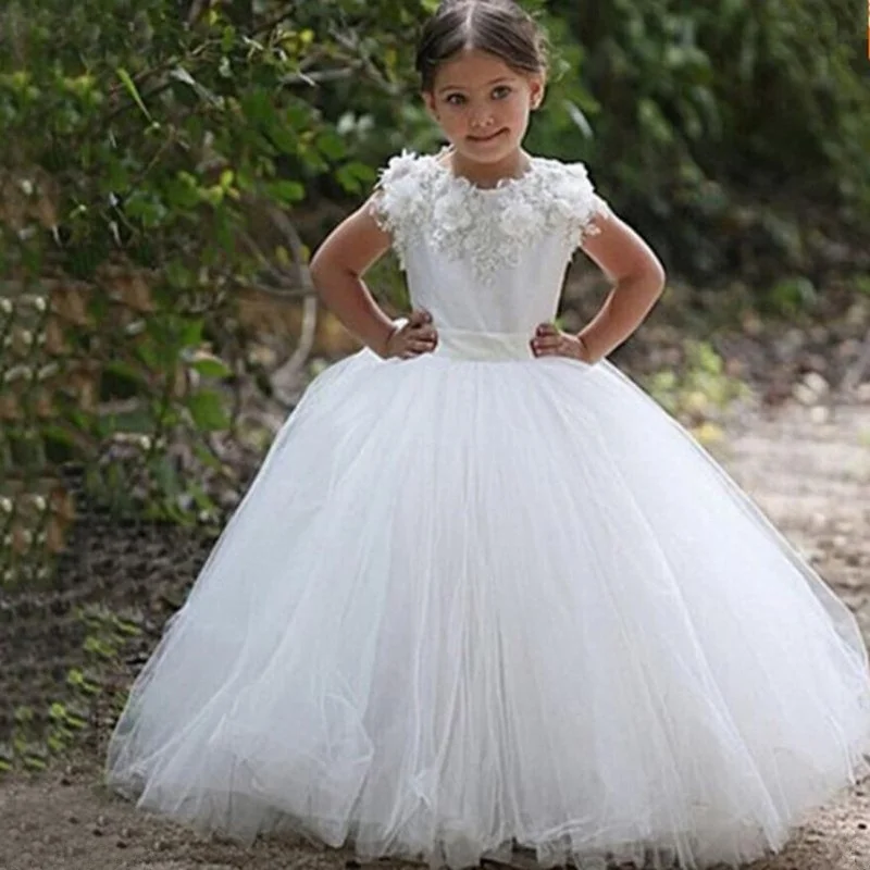 Vestido de princesa con cuentas de tul para madre e hija, vestidos de niña de flores, vestido lindo para niños