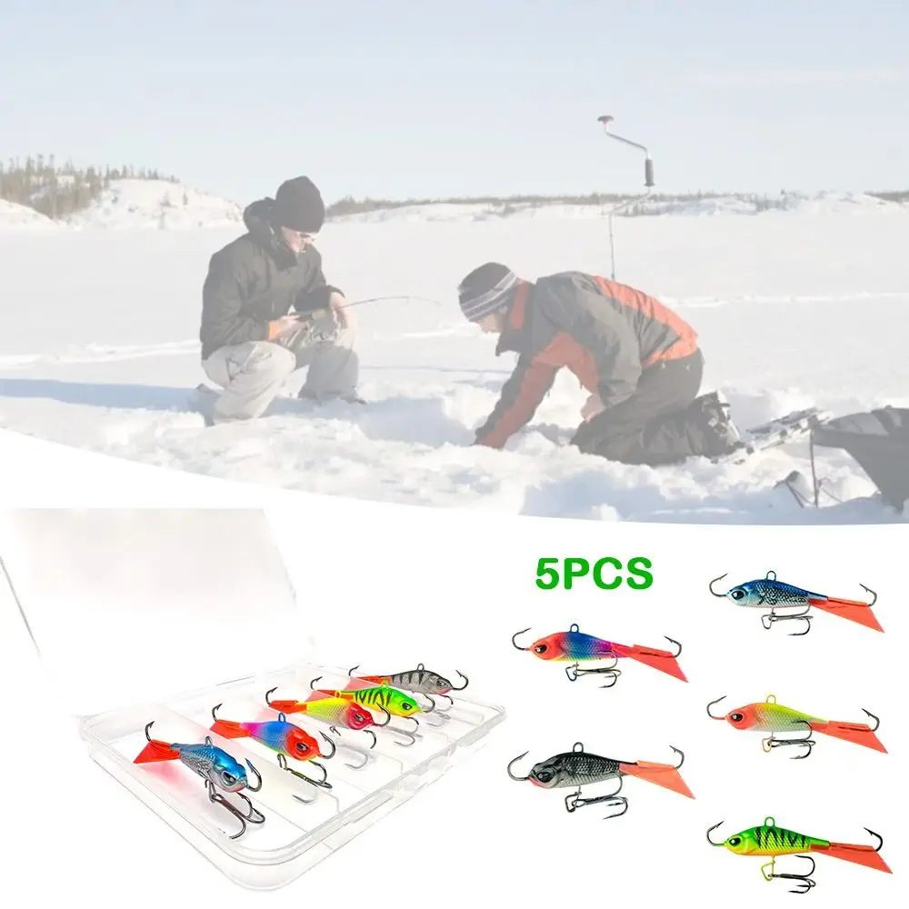 5pcs Diamond 65mm/14.7g Winter Ice Fishing Lure Artificial AD-Sharp Spoon Metal Lures Jigging Balancer Ice Fishing Lure