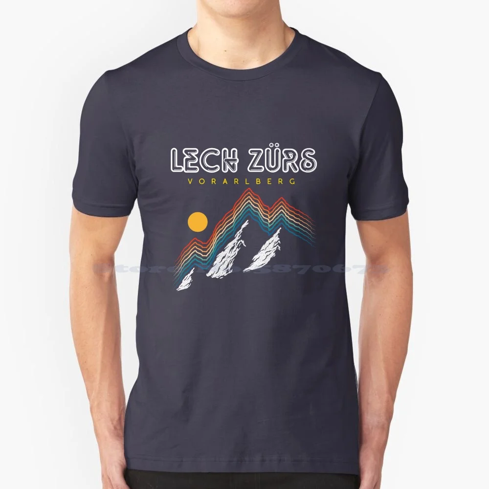 Retro Ski-Lech Zürs Vorarlberg T Shirt 100% Cotton Tee Lech Zurs Vorarlberg Snowboard Winter Vacation Retro Vintage 80S Apres