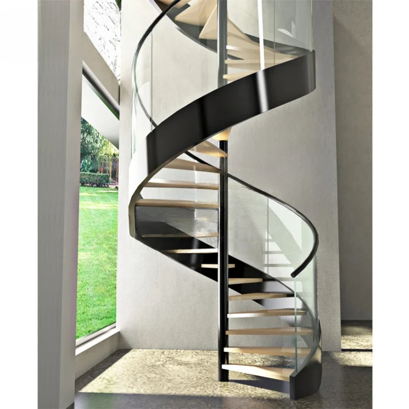 Spiral staircase stainless steel staircase railing glass staircase wholesale indoor high quality