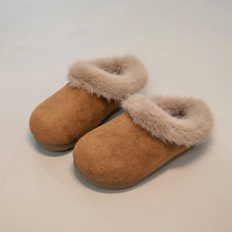 Chaussures en coton pour enfants, légères, en peluche, confortables, polyvalentes, à semelles épaisses et souples, à la mode, nouvelle collection hiver 2025