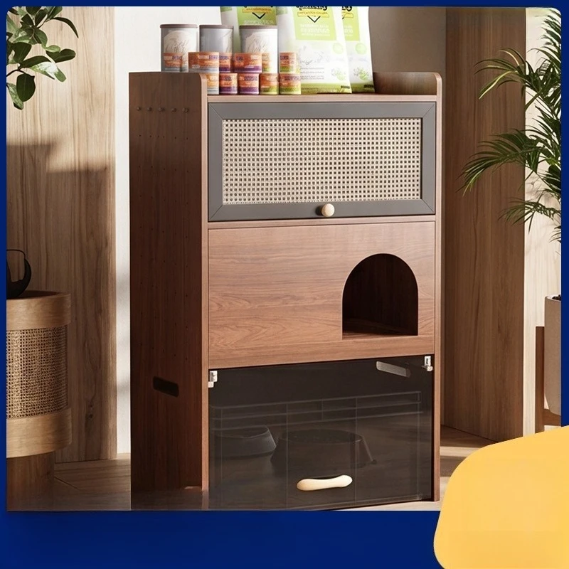 For Corridor Cat Litter Box Hidden Cabinet Oversized Anti-belt Sand Anti-splash Semi-closed 3-layer 61 * 44 * 104CM
