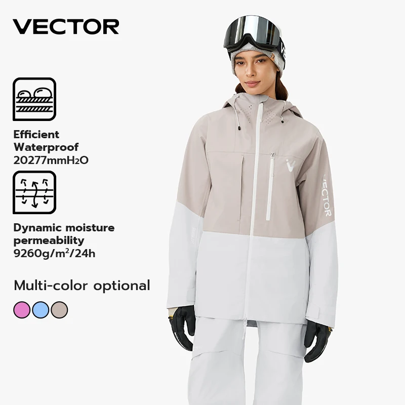 VECTOR Man and Woman 3L Open Skiing Jacket with High Pressure Waterproof and Wear Resistant Full Pressure Adhesive Man and Woman