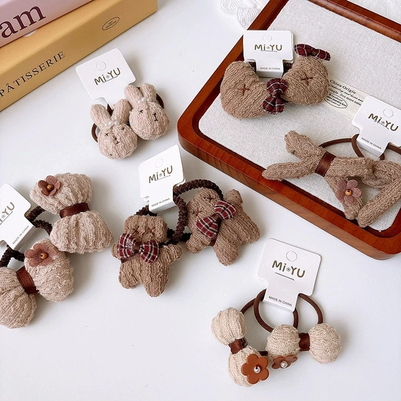 

Эластичные ленты для волос с мультяшным кроликом для девочек, аксессуары для волос, держатель для хвоста, детская хлопковая резинка для волос, милые резинки с бантом