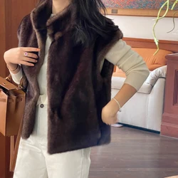 Luxury European Fashion Women Faux Fur Coat Sleeveless Winter Warm Faux Mink Fur Vest for Modern Lady