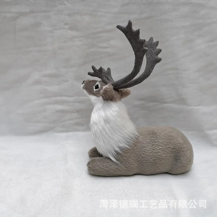 Christmas Simulation Sika Deer Reindeer Statue Flocking Realistic Deer Statue Delicate Deer Figurine Decoration for Navidad Noel