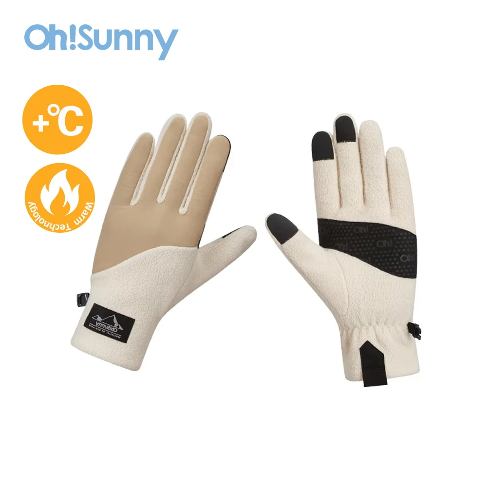 OhSunny Women Winter Gloves Warm Plush Full Finger Mittens Touch Screen Outdoor Windproof Lock Temperature Hiking Cycling