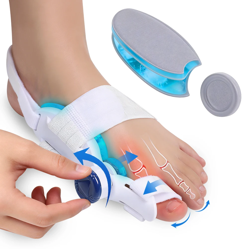 

Rotatable Big Toe Bunion Corrector Splint Straightener Adjustable with Silicone Pad for Hot/Cold Use Unisex Hallux Valgus