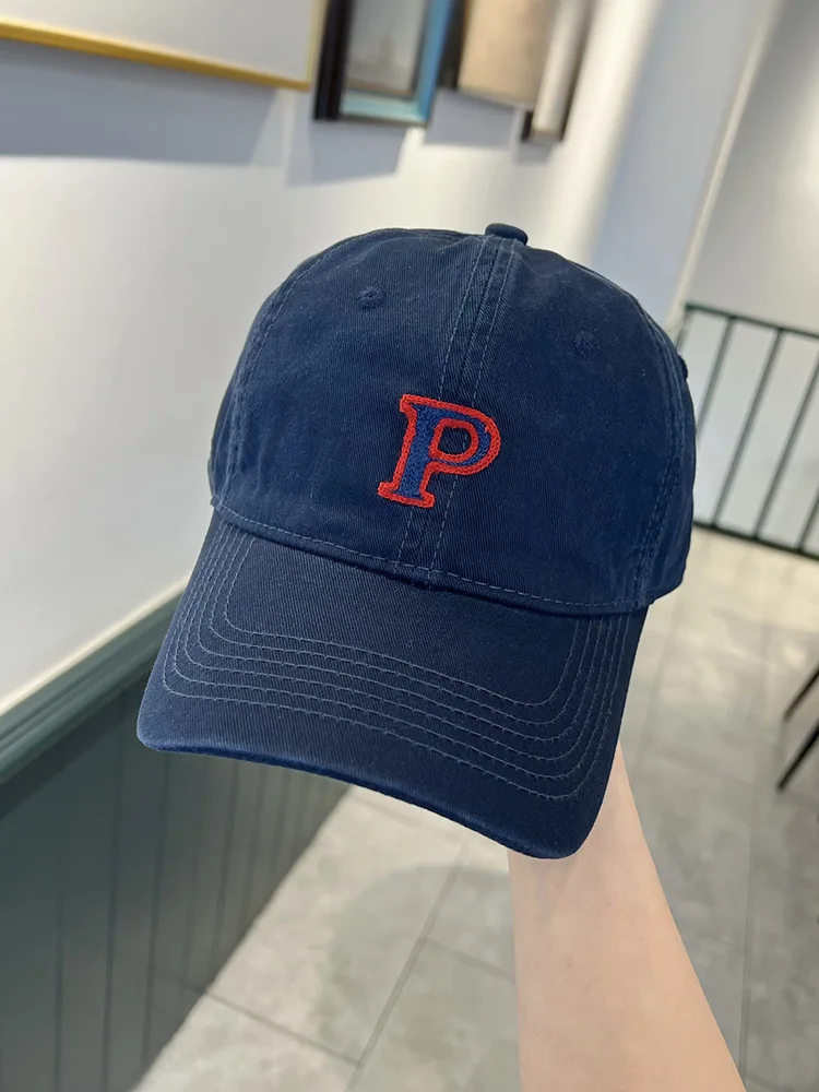 Simple Embroidery P Letter Baseball Cap Men Casual Street Curved Brim Peaked Cap Women All-Matching Sun-Proof