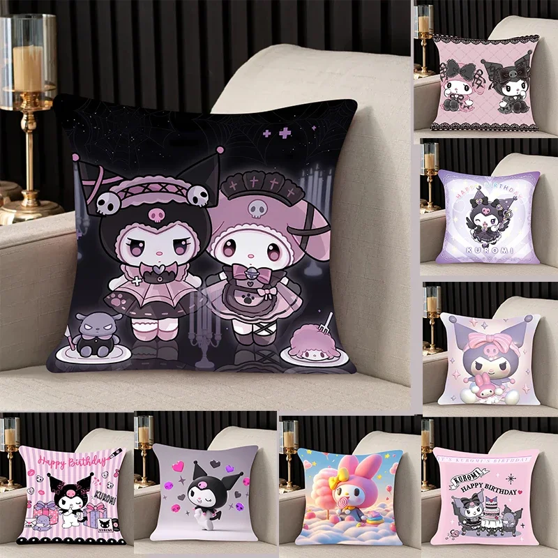 home decor Pillow Cover Kuromi iving room bedroomo office car Dakimakura Throw Square 45X45 Pillowcase For Kawaii Gifts