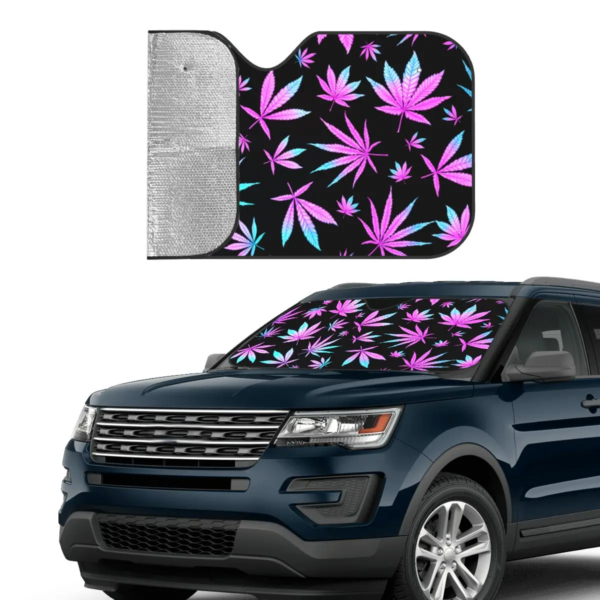 Cannabis Leaves Sunshade Windscreen Marijuana Weed Leaf Car Front Windshield Car Window Windscreen Cover Sun Shade Protect