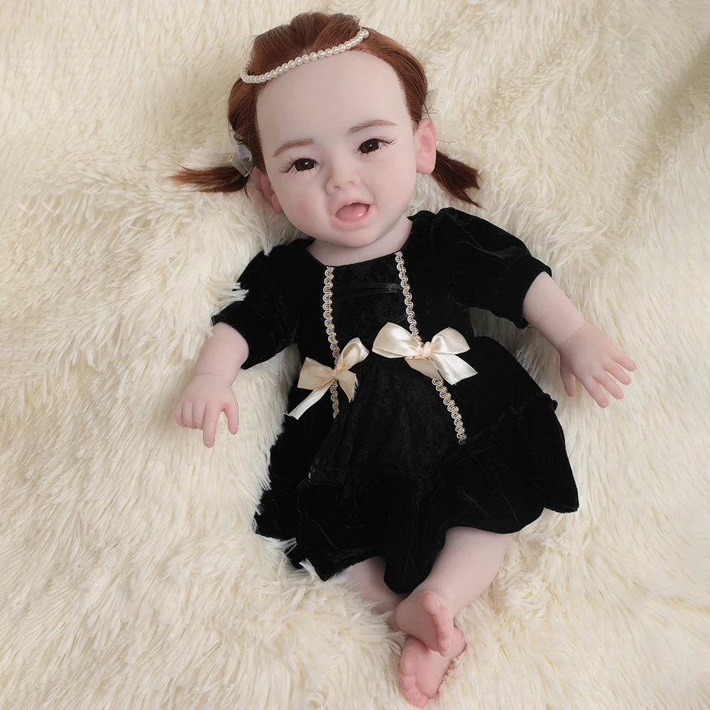 Herpinker 45cm 2.7kg 100% Silicone Reborn Baby Doll Realistic Unpainted Girl Dolls with Eyes Baby DIY Blank Children Toys