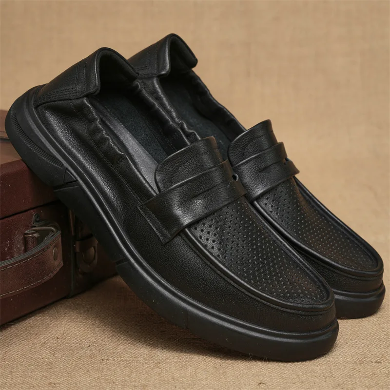 Men's Loafers New Soft Leather One-pedal Casual Leather Shoes Business First-layer Cowhide Doudou Shoes Soft Leather Shoes