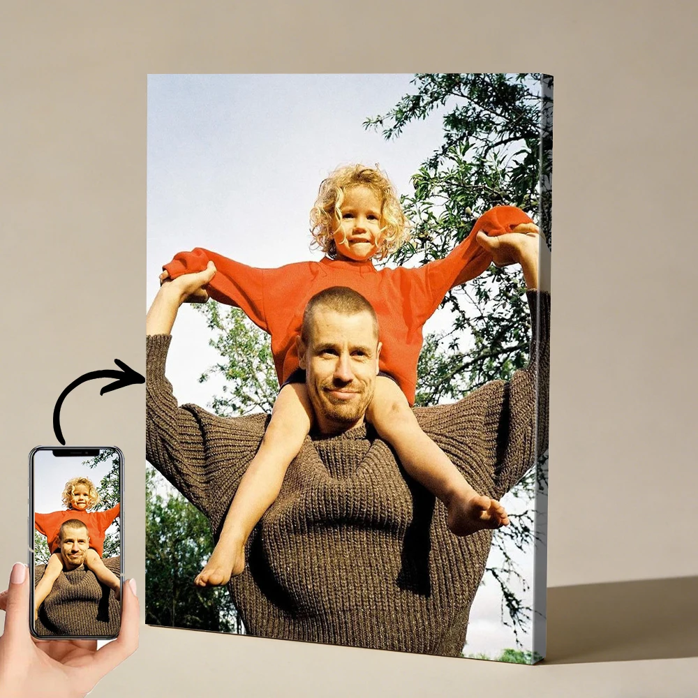1 Pc Customized Photo Canvas with DIY Wood Frame Or Frameless Poster Personalized Gift for Lovers Customizable Home Decor