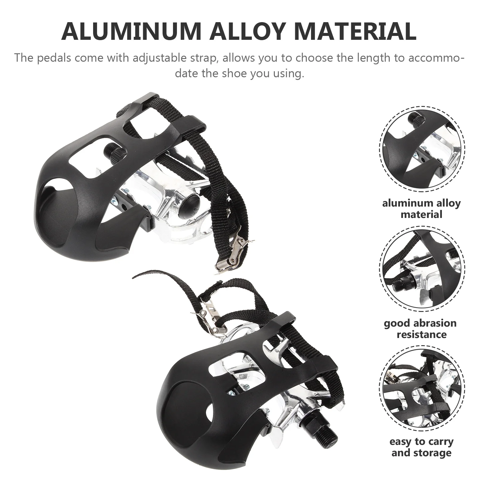 

1Pair Fitness Bike Pedal Premium Non-Skid Adjustable Strap for Exercise Bike Long Ride Comfort Lightweight Portable Gym Use