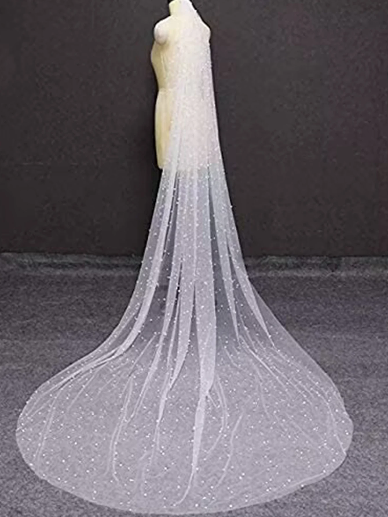 2024 MYYBLE Macria Long Pearl Veil One Layer 3m Bridal Veil Cathedral 3 Meters Ivory Wedding Veil With Pearls Bride Accessories