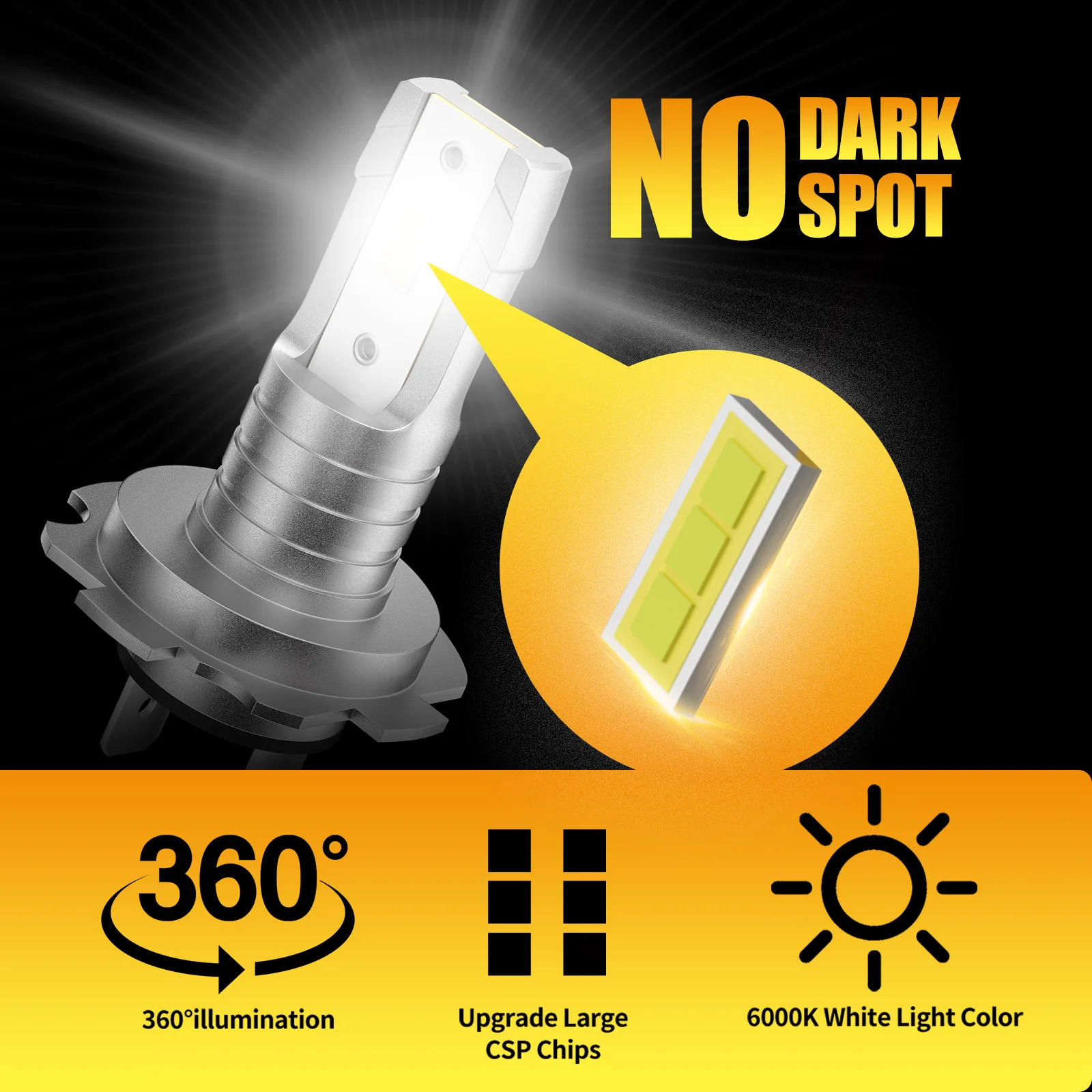 AILEO 2 Pcs H7 LED H8 H9 9005 HB3 9006 HB4 H4 H11 Led Headlight Bulb 3000K 6500K Super Bright 1:1 Mini Design Fanless 12000LM