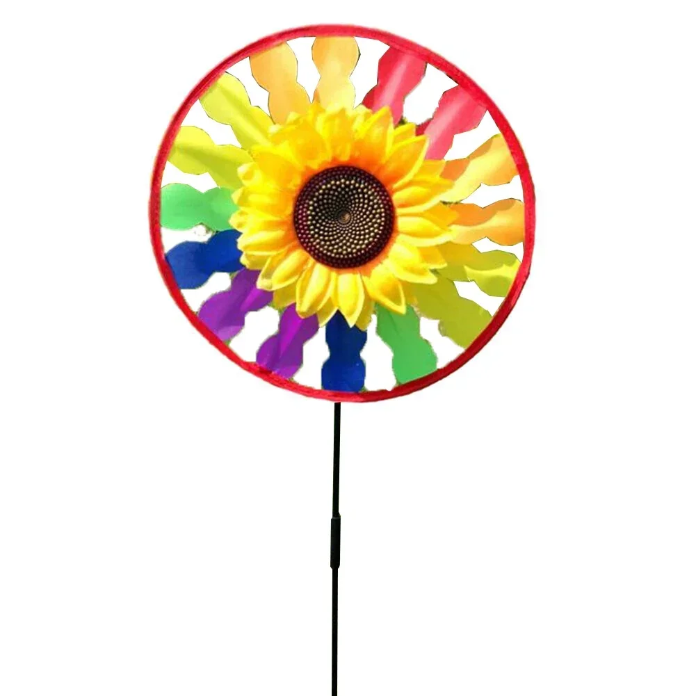 Garden Sunflower Windmill Whirling Wind Spinner Kids Toy Gifts Sunflower-shape Windmill Garden Park Outdoor Decoration 28*50 Cm