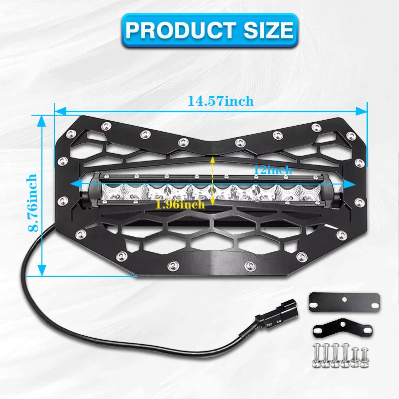 Damei Wholesale Led Light Bar With Black Steel Mesh Front Grill For Polaris Rzr Can-am Maverick X3 2016 2017 2018