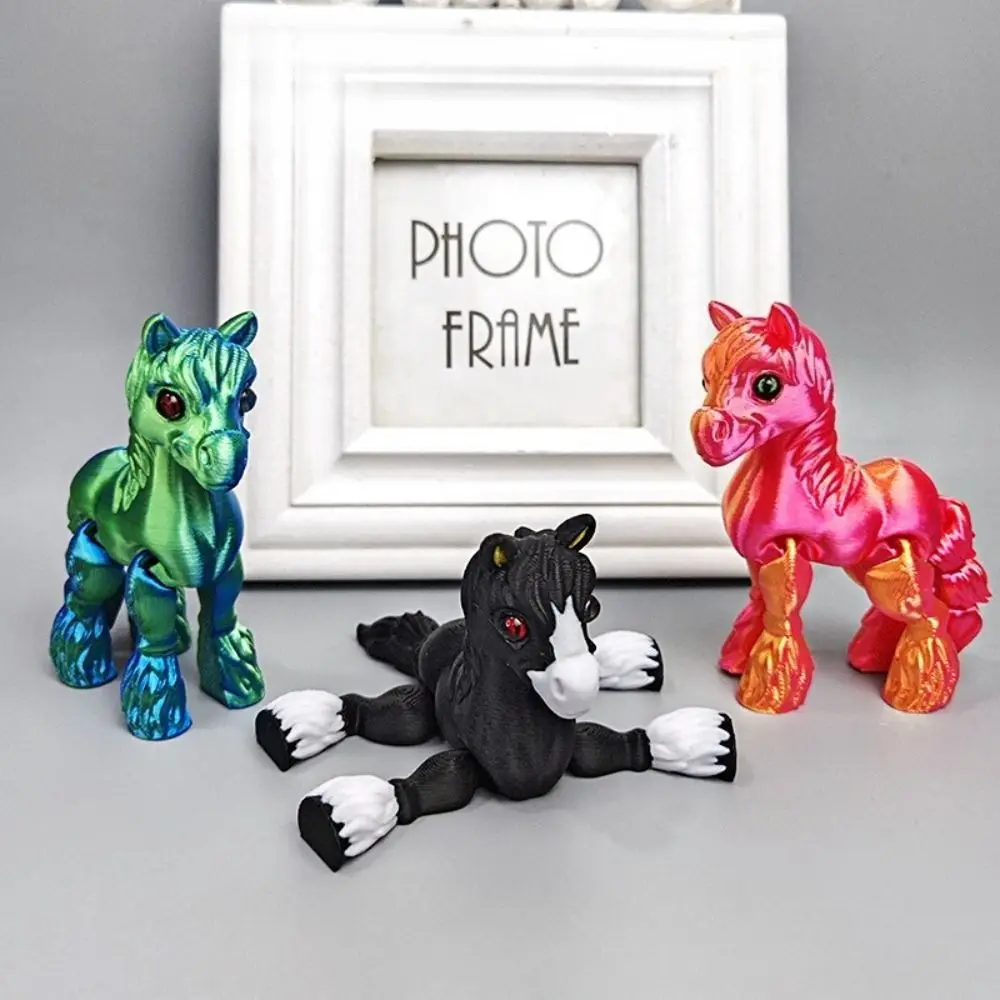 Cute 3D Printed Horse Animals Multi-joint Movable Relief Sensory  Kids Gift Mini Home Ornament Desktop Decorations