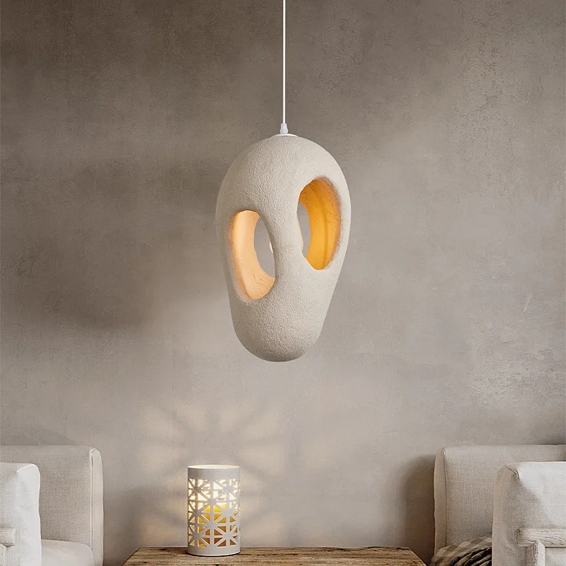 Wabi-Sabi Single Pendant Light for Dining Table Bar, Minimalist Hanging Lamp for Restaurant Homestay, Modern Decor