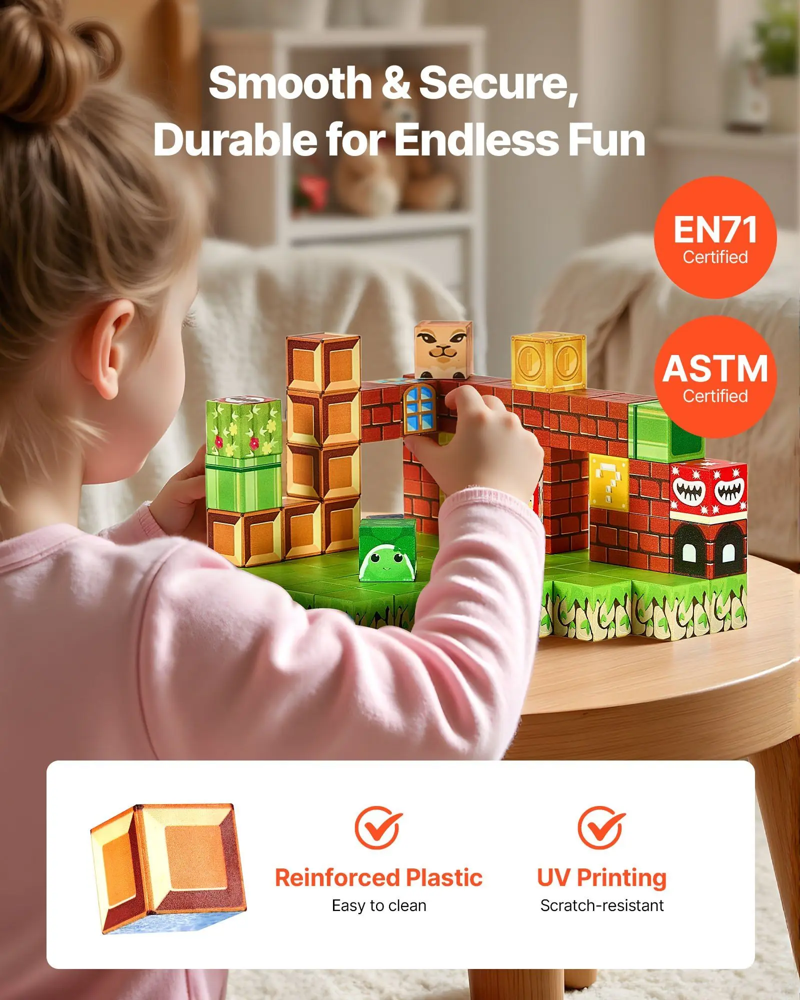 100 pièces blocs magnétiques jouets de construction pour enfants, jouets sensoriels STEM Montessori avec sac de rangement, carreaux magnétiques empilables éducatifs