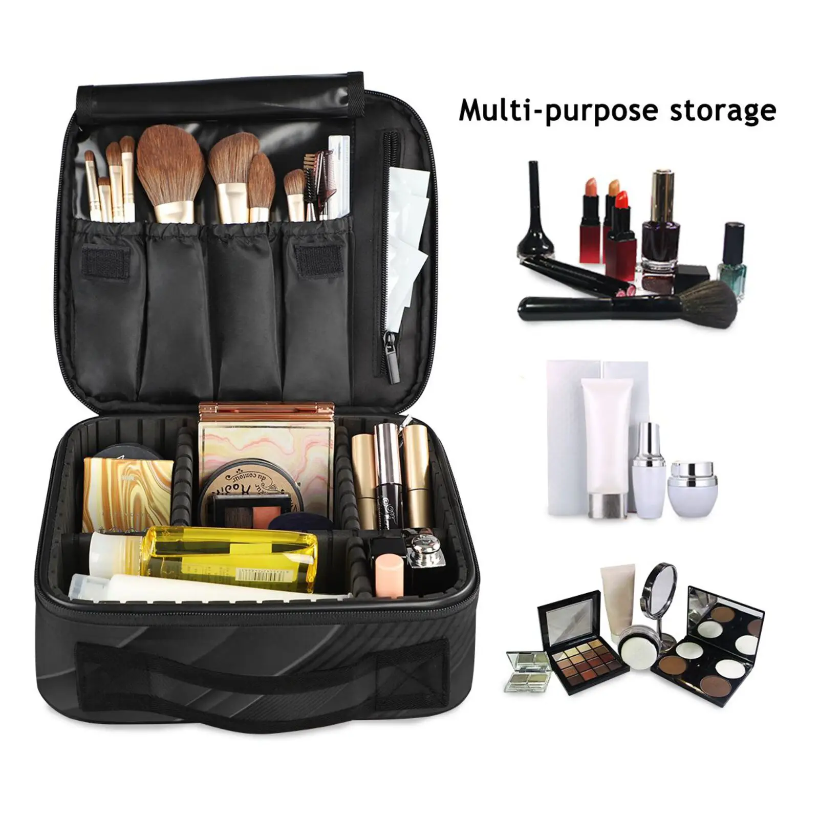 Trousse de maquillage multifonction noire pour femme, trousse de maquillage, trousse de toilettage, trousse de beauté, trousse de toilette, trousse de maquillage, évaluationTravel, nouveau, 2022