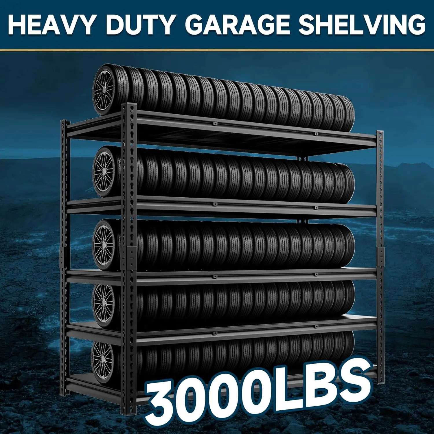 5-Tier 60x24x72 Heavy Duty Garage Storage Rack 3000LBS Adjustable Warehouse Shelving Unit Customized