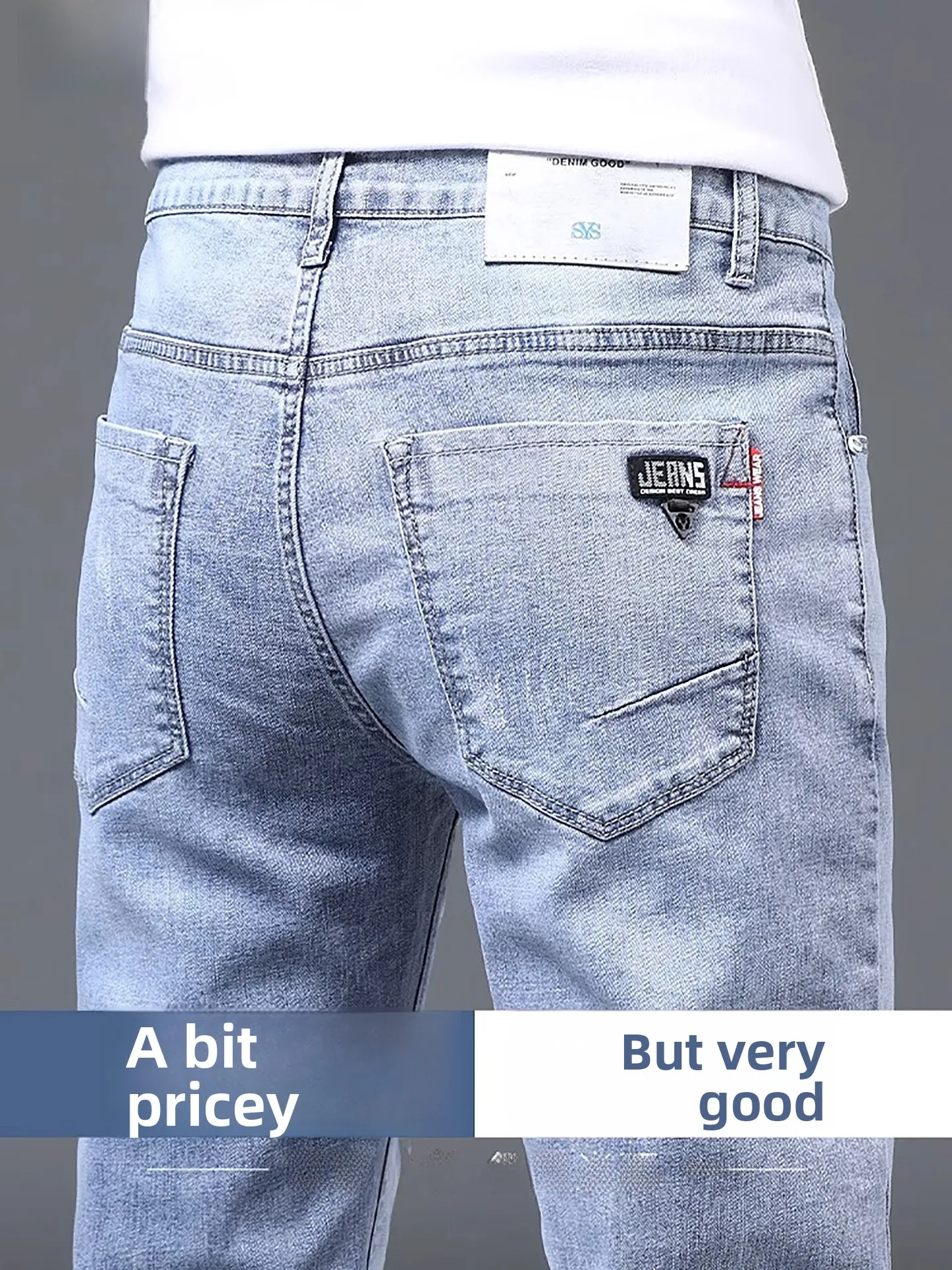 

Мужские джинсы Slim Fit Dad Jeans со средней посадкой, из смесового хлопка и полиэстера, с эластичным поясом, летние, прямые, модные