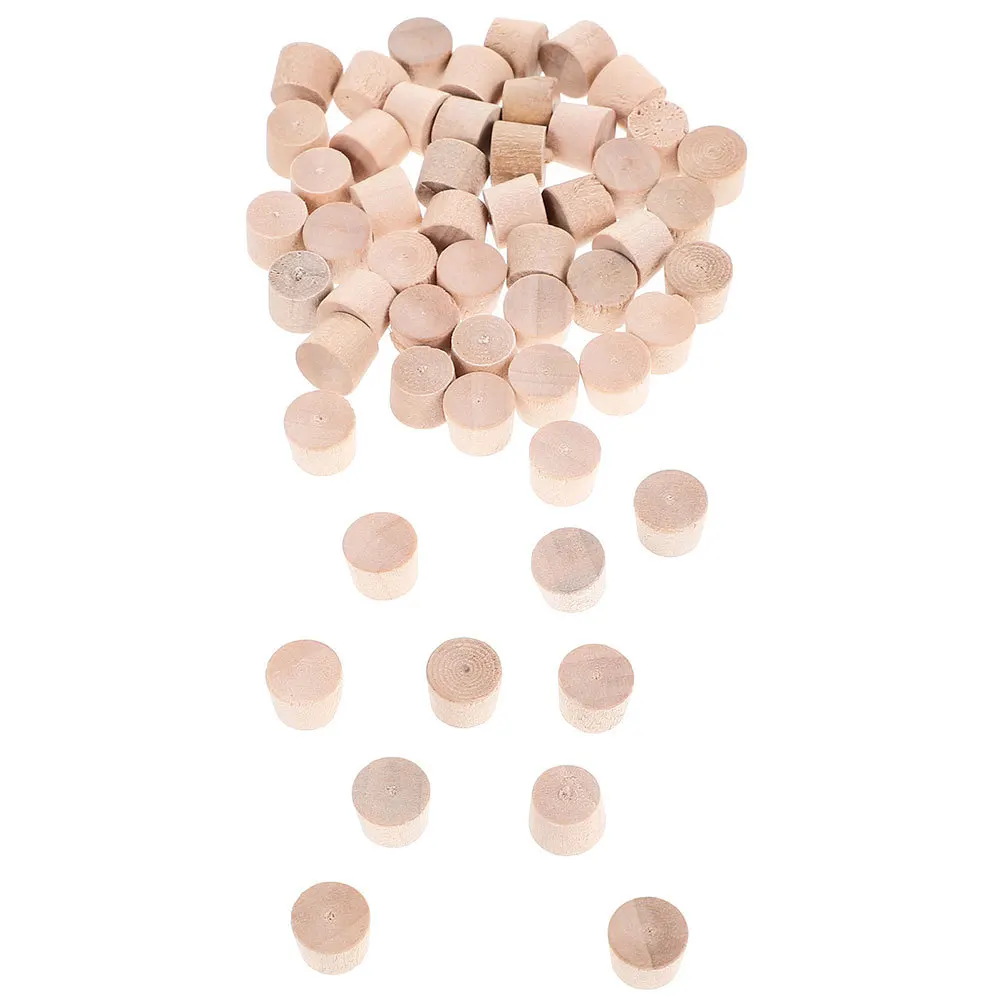 

100Pcs Wooden Button Plugs Natural Wood Color Finish Seamless Blend with Wooden Surfaces Decorative Screw Hole Covers for DIY