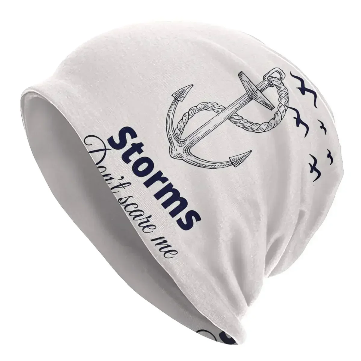 Storms Don't Scare Me Sailor Anchor Boat Men Women Beanies Caps Knitted Bonnet Hat Warm Hip Hop Autumn Winter Skullies Hats