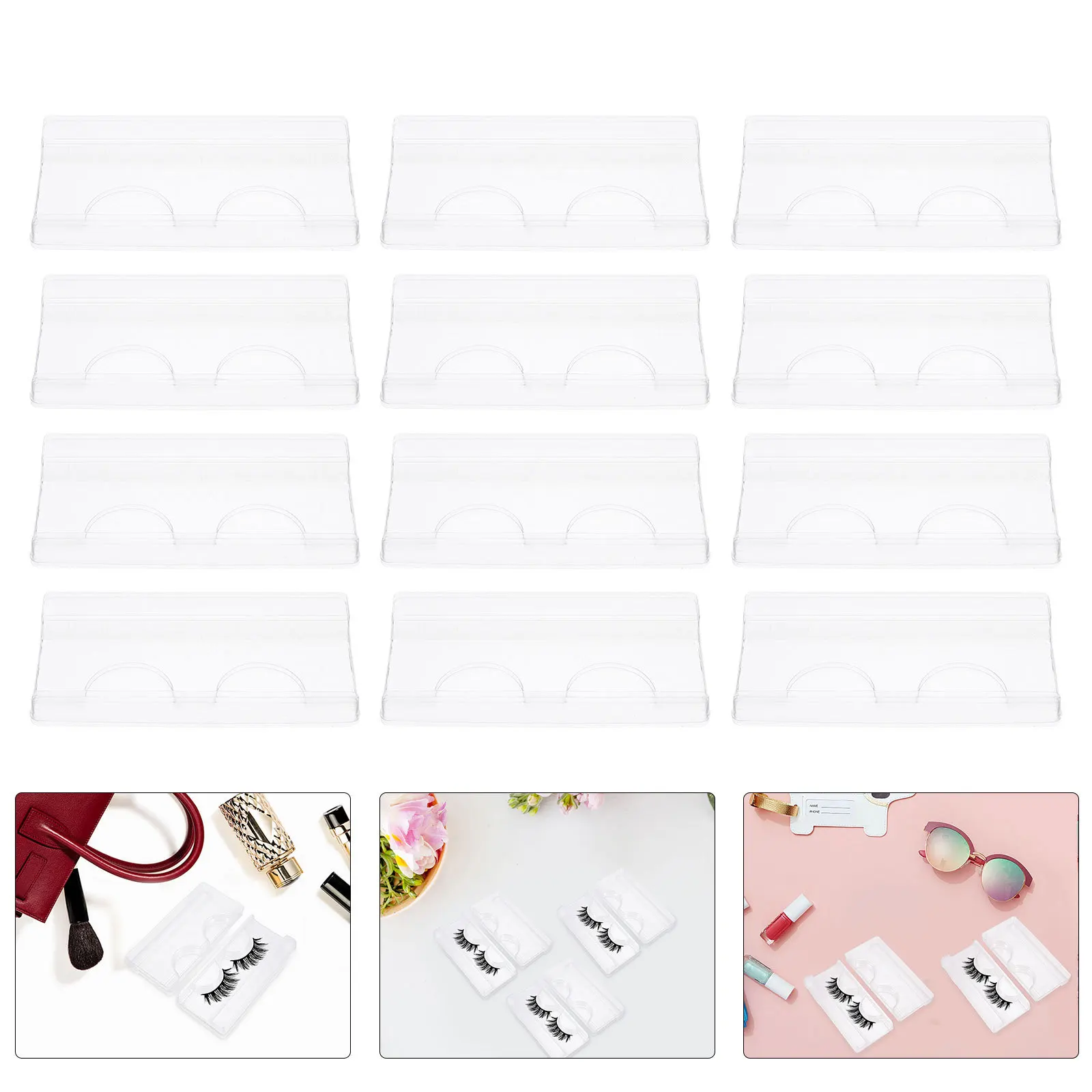 

100Pcs False Eyelash Tray Holders Premium Plastic Storage Organizer Trays for Lash Protection Professional Salon Use