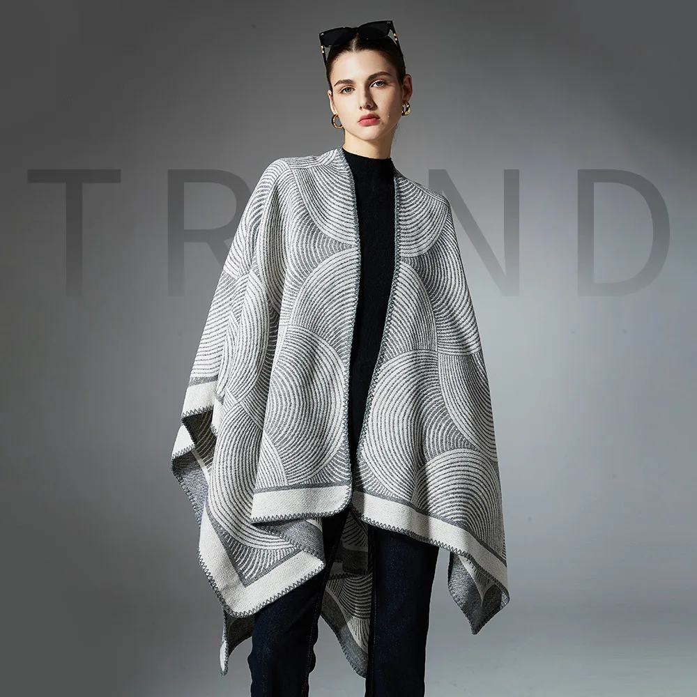 

Шерстяная шаль с геометрическим рисунком Premium Sense 2025, новая женская шаль