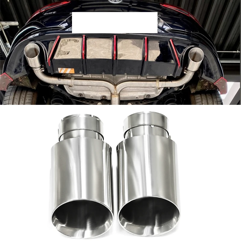 1 Pcs Universal Exhaust Tip 304 Stainless Steel Car Exhaust Muffler Tip Tailpipe Oblique Mouth Car Exhaust Tip 63mm inlet Tips