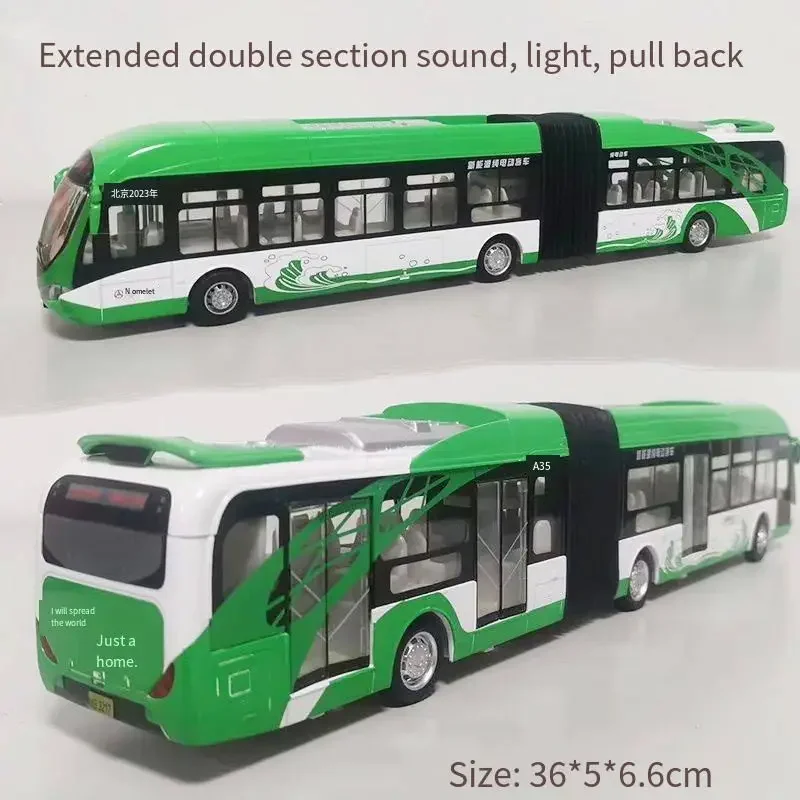 관절형 이중 섹션 버스 자동차 모델 소년을 위한 소리와 빛 컬렉션 장난감을 당겨라