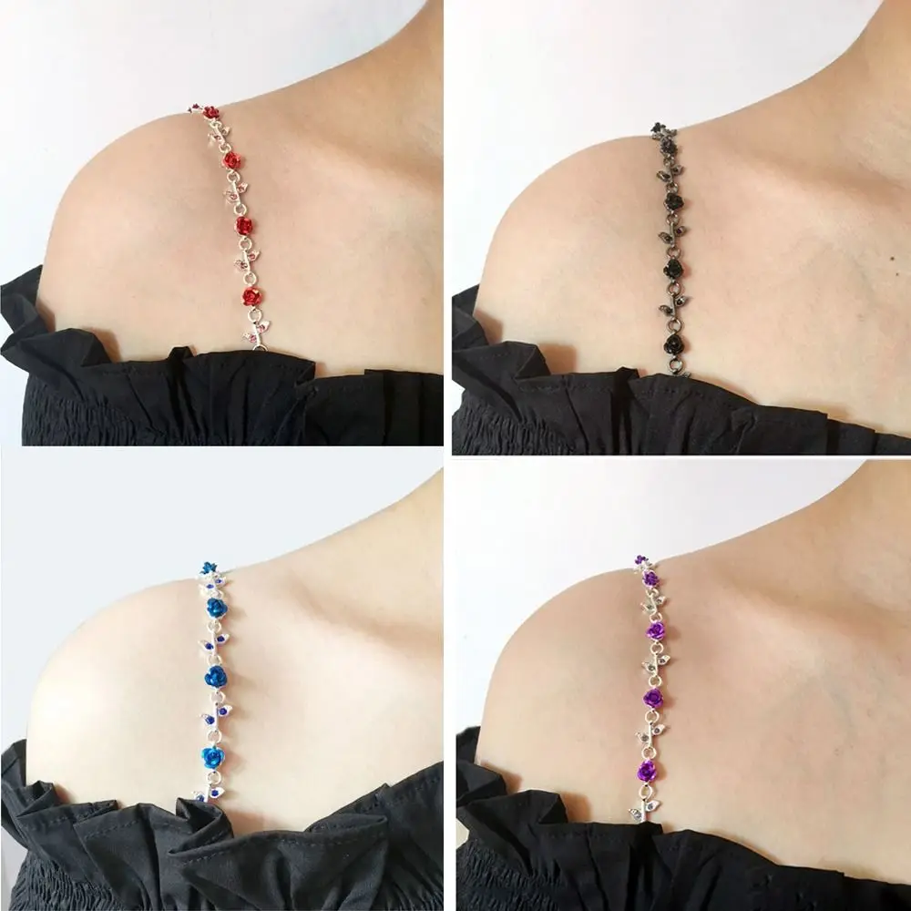 

Shiny Metal Roses Bras Straps Aniti-slip Adjustable Underwear Strap Women Lingerie Accessories 1.8cm Hook Shoulder Straps