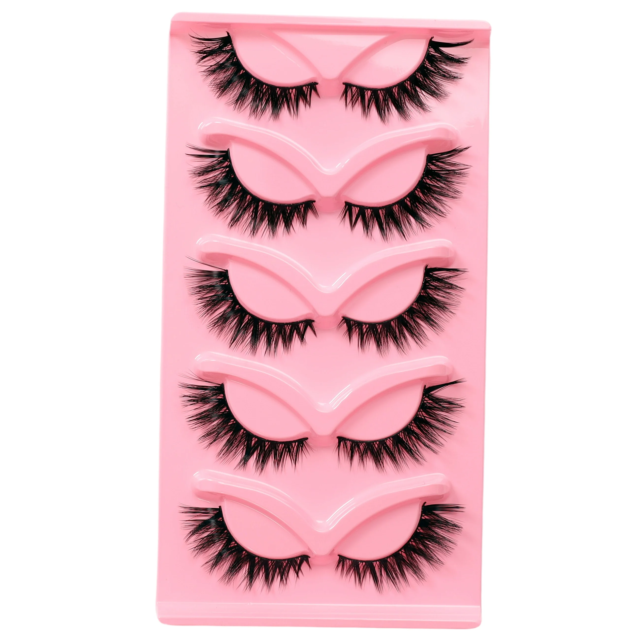 豪華な3Dぬいぐるみキャットアイつけまつげ5組、ふわふわで軽量、再利用可能なまつげを持つ初心者に適しています。