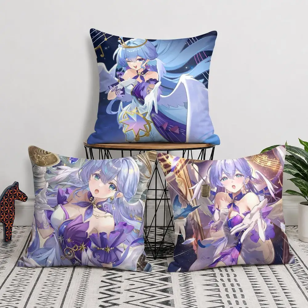 Honkai Star Rail Robin Cushion Cover Short Plush Soft Double-Sided Printing Pillow Case Cozy Sofa Bedroom Home Decor Gift