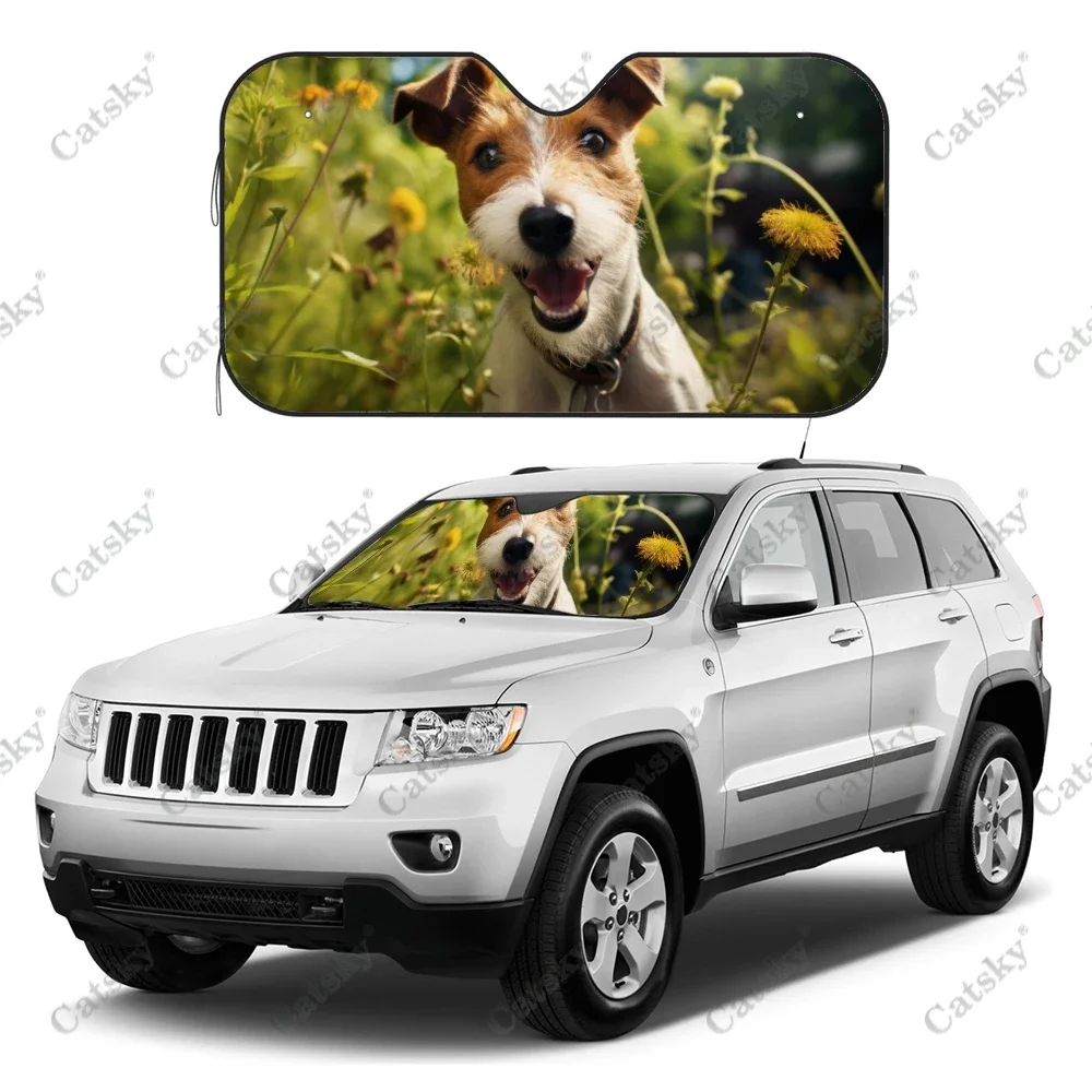 

Jack Russell Terrier Dog Animal Car Windshield Sunshade, Front Auto Car Windshield Sun Shade Blocks Uv Rays Sun Visor Protector