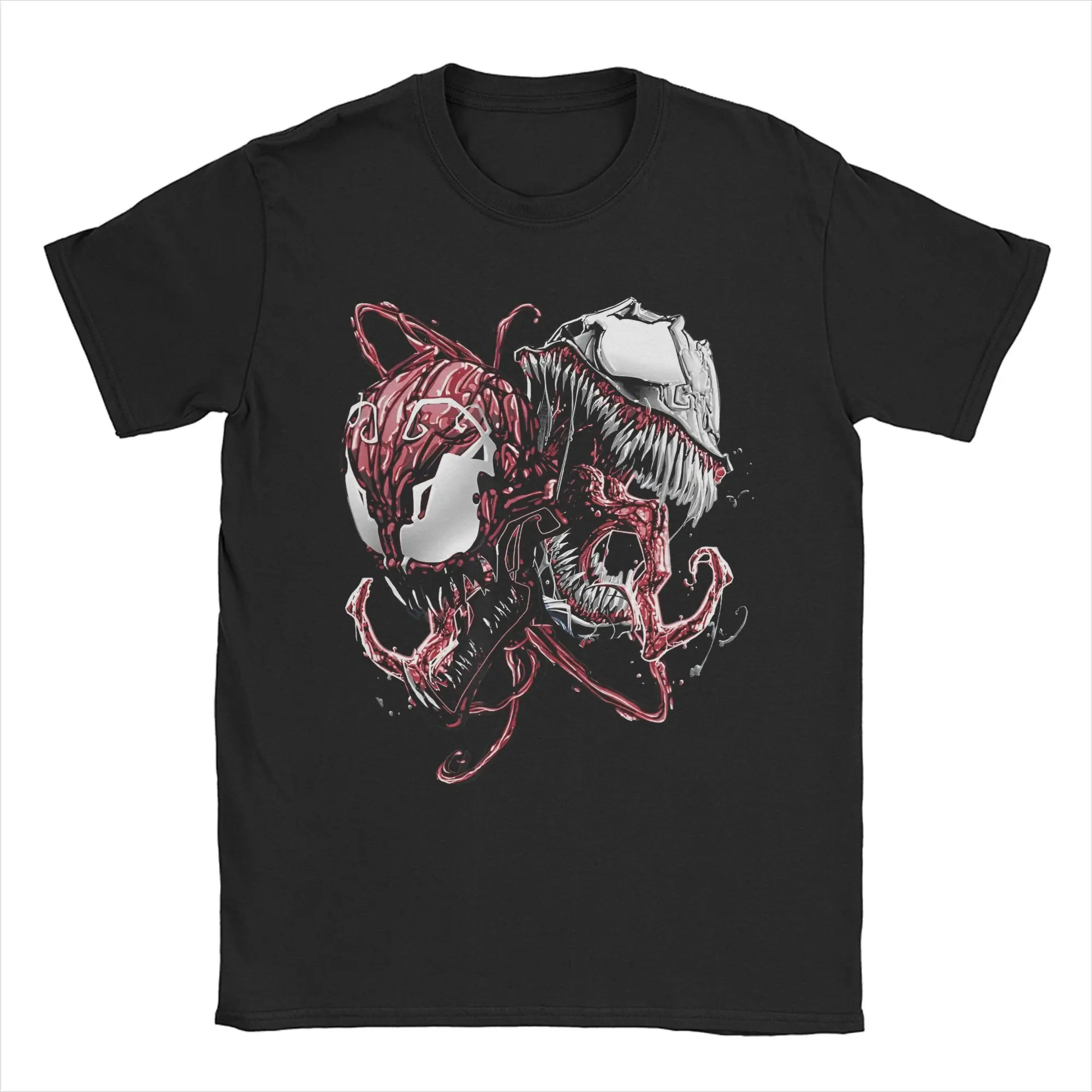 Comics Venom And Carnage Split Villain Portrait Tshirts Unisex Cotton Tops Retro  Round Neck Short Sleeve