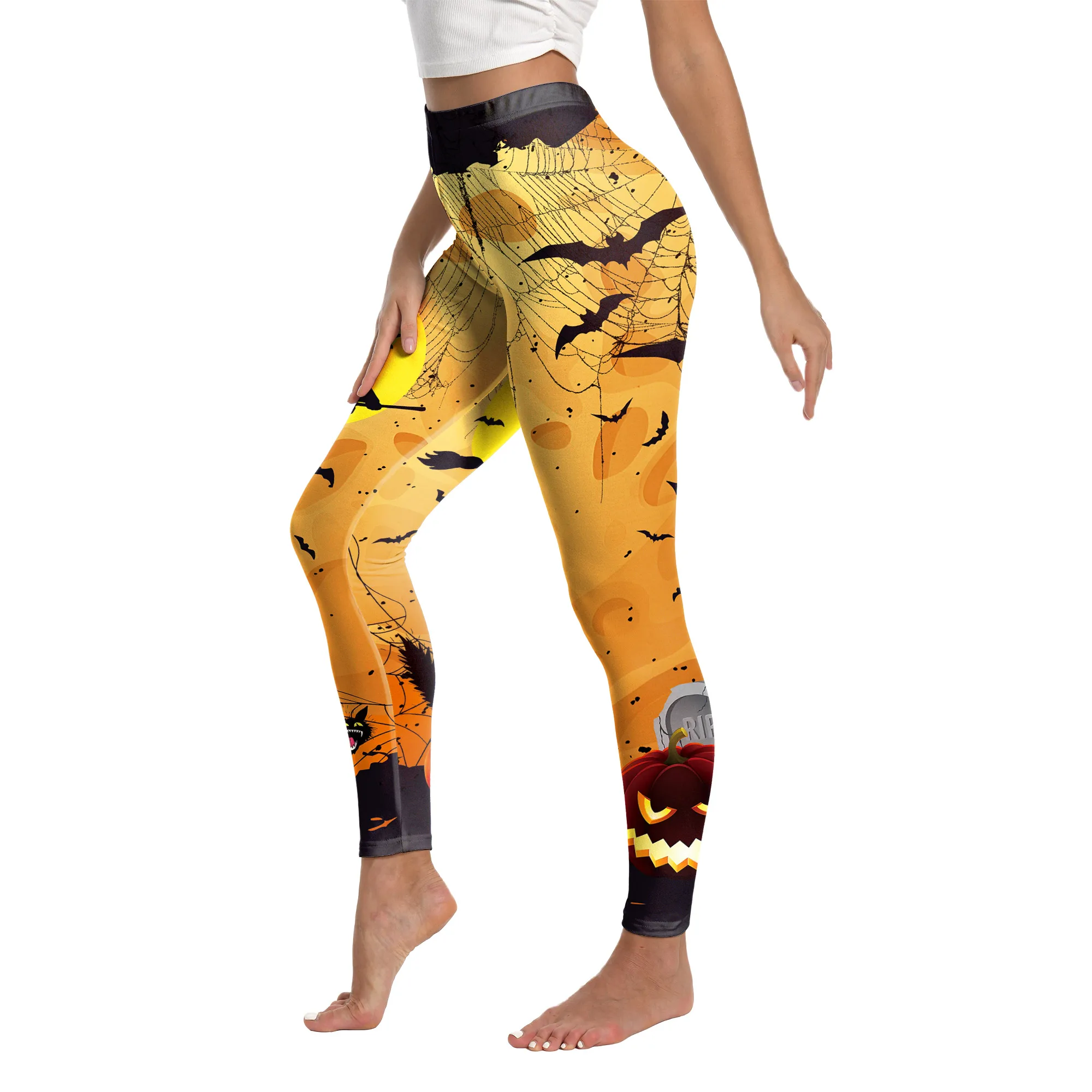Legging imprimé chauve-souris d'horreur pour femme, pantalon moulant, bas de carnaval, style gothique d'Halloween, cosplay, fête de vacances, drôle