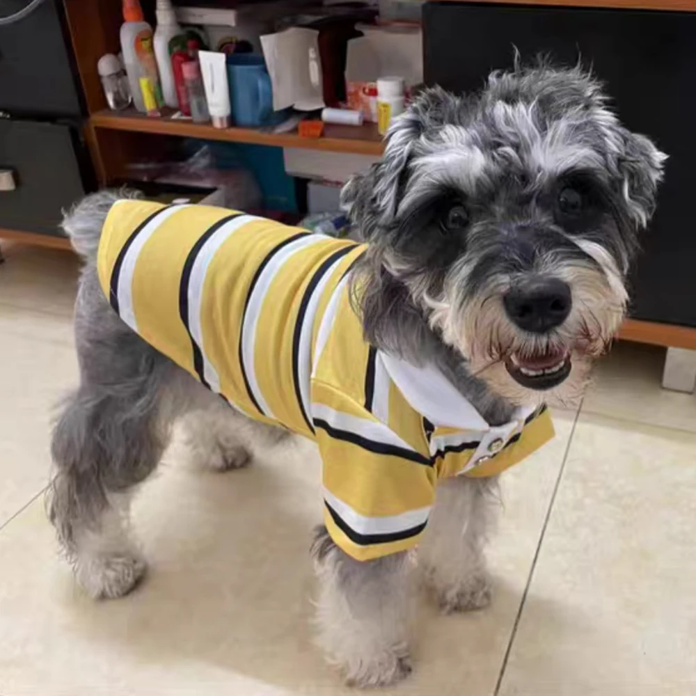 Classic Stripes Pet Polo Shirt Spring Summer Cat Dog Clothes for Small Dogs Schnauzer Yorkshire Puppy camisetas para perros