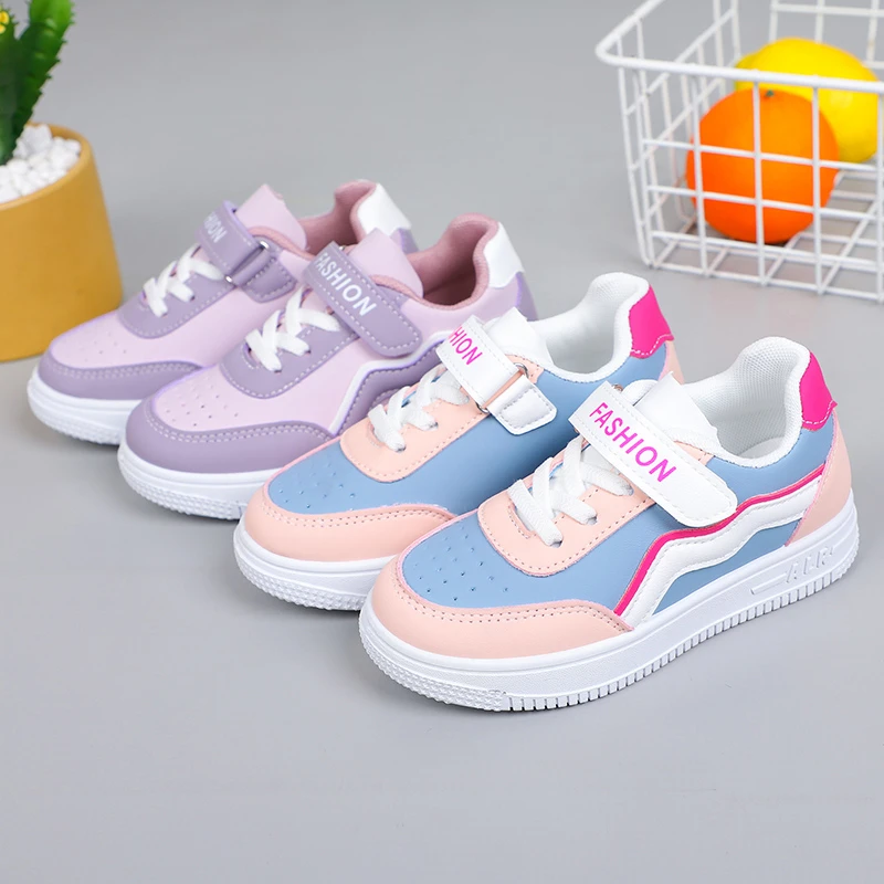 Girl\'s Fashion Non-slip Sneakers Pink New Casual Shoes Students Running Shoes Kids Children Girls Breathable Outdoor Shoes