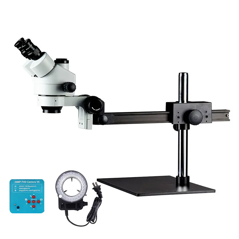 

7X-45X Hd 38Mp Camera Led Ring Light Cell Phone Trinocular Stereo Ophthalmic Microscope