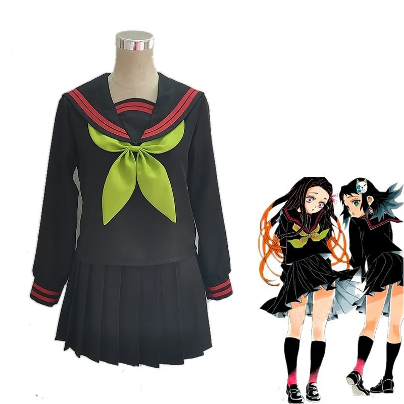 

Anime Kimetsu No Yaiba Cosplay Costume Kamado Nezuko Makomo JK School Uniforms Sailor Suit Women Outfit Custom Made
