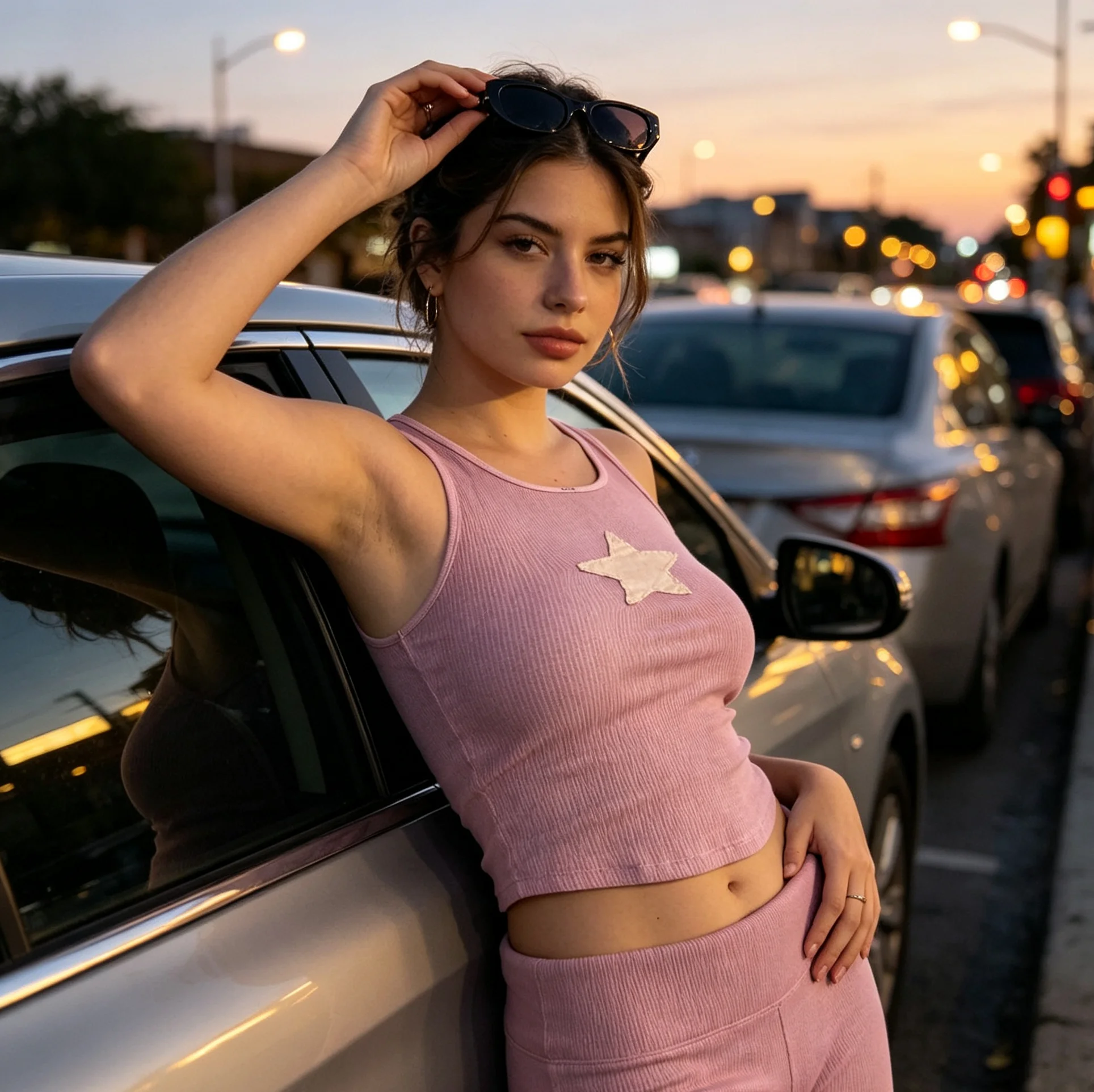 Sexy Street Style Sleeveless Vest Top with Five-Pointed Star Embroidery Slim Fit Crop Top for Hot Girls Commuting Style Short St