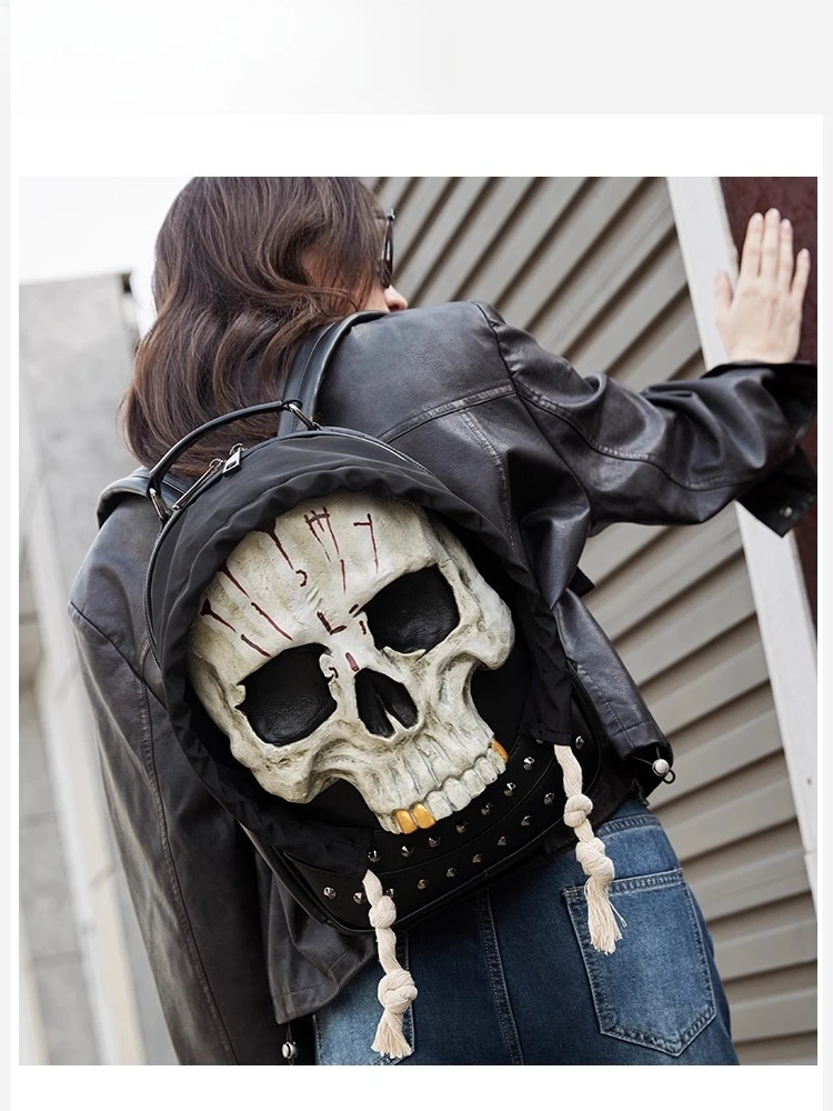 2025 New Japanese Original Dark Punk Black Backpack Y2K Subculture Sweet Cool Girl Large Capacity School Bag for Women