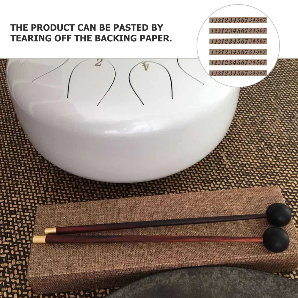 

6 Sheets Tear Off Tongue Drum Learning Stickers No Glue Residue Easy Use for Beginners Practice Ethereal Drum Scale Decal