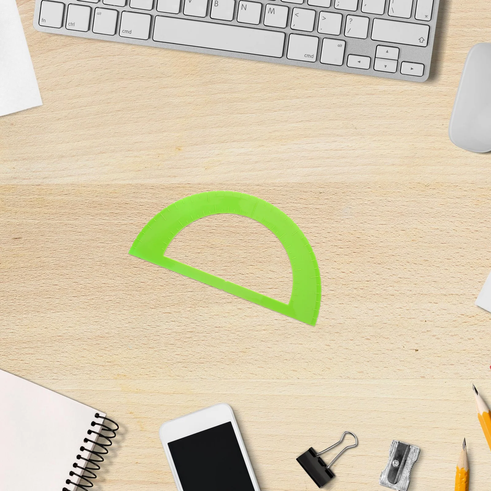 

Слепой транспортир, линейка, светло-зеленый инструмент для измерения геометрии Брайля, прочный пластик для школьных учебных принадлежностей, визуально