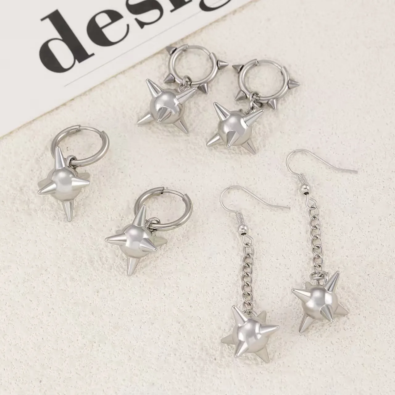 

Gothic Spiked Ball Drop Earrings Grunge Aesthetic Morning Star Rivet Hoop Earrings for Women Men Jewelry